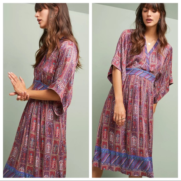Anthropologie Dresses & Skirts - Anthropology Tiny Midi Dress Omina Kimono Sleeve NWT
